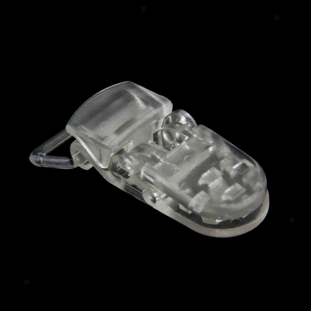 Plastic Pacifier Holder Badge Craft Dummy Clips 39x16mm 10pcs Clear