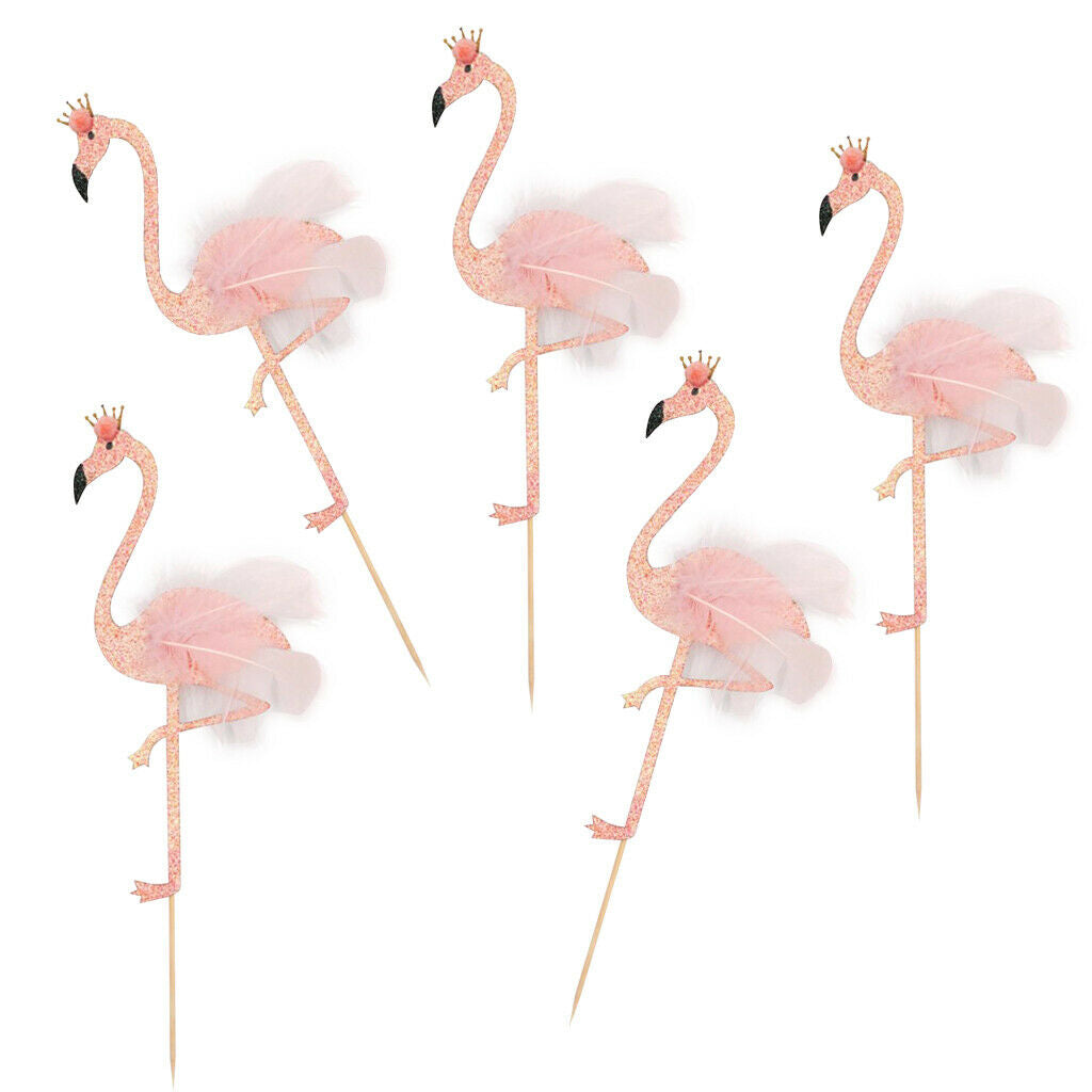 5x Glitter Flamingo Kitchen Lid, Cake Decoration, Cake Topper, Cake Plug