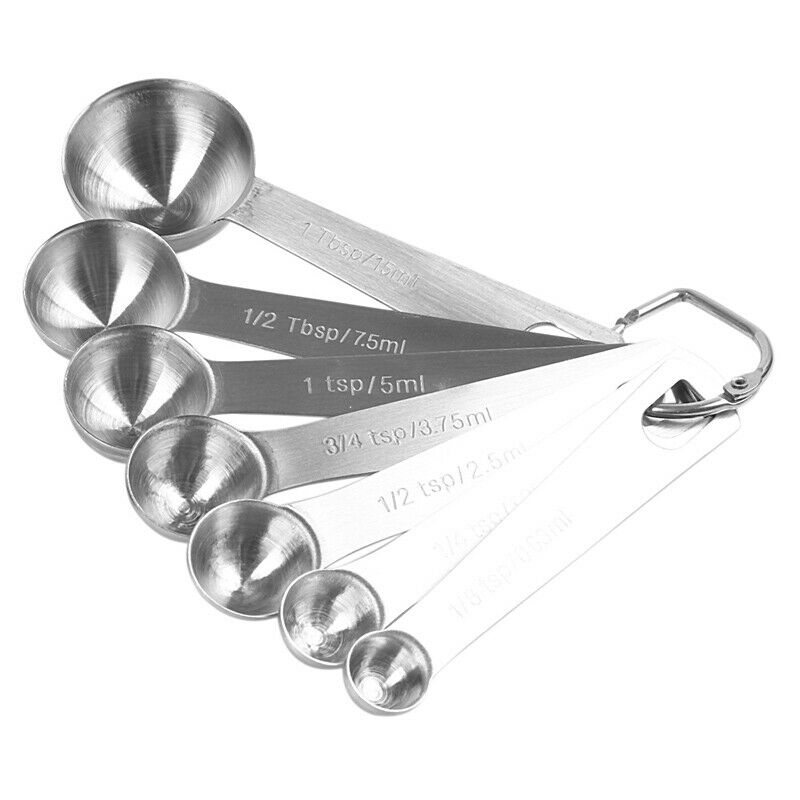 Chef Measu Spoons, Heavy Duty Round Stainless Steel Metal, for Dry or Liquid -C4