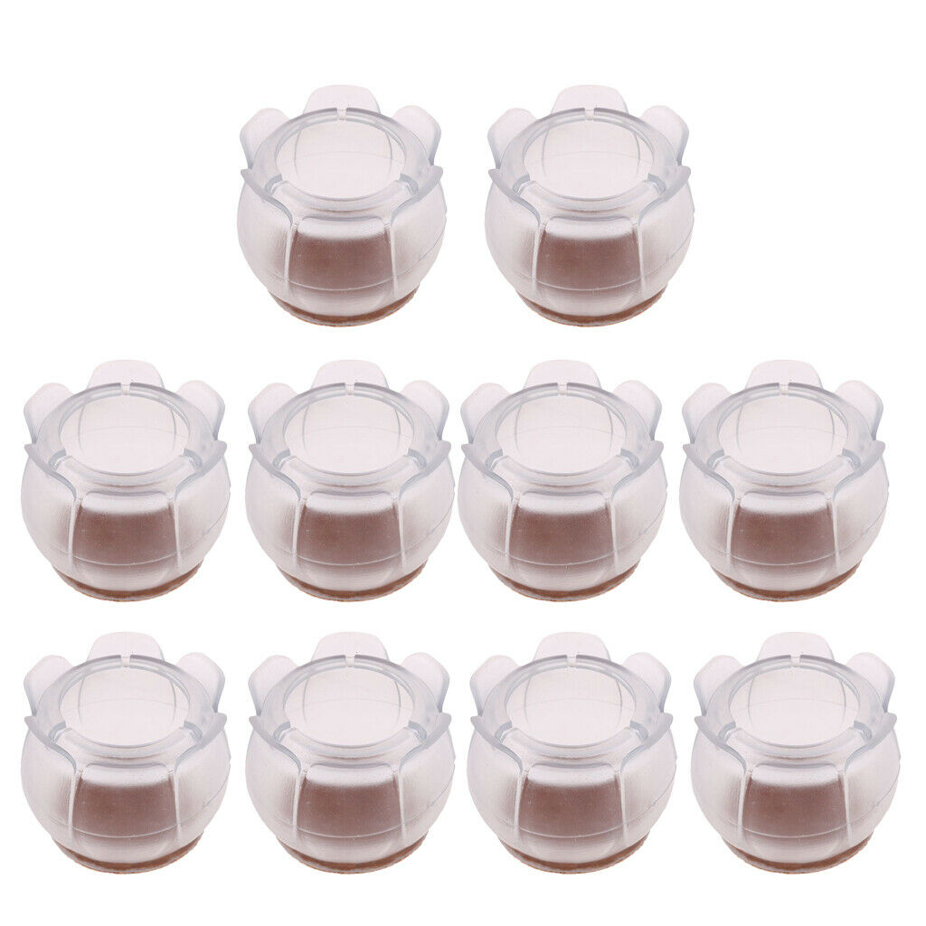 10 Packs Anti-skid Chair Leg Caps Floor Protectors Clear Round Leg 40-47mm