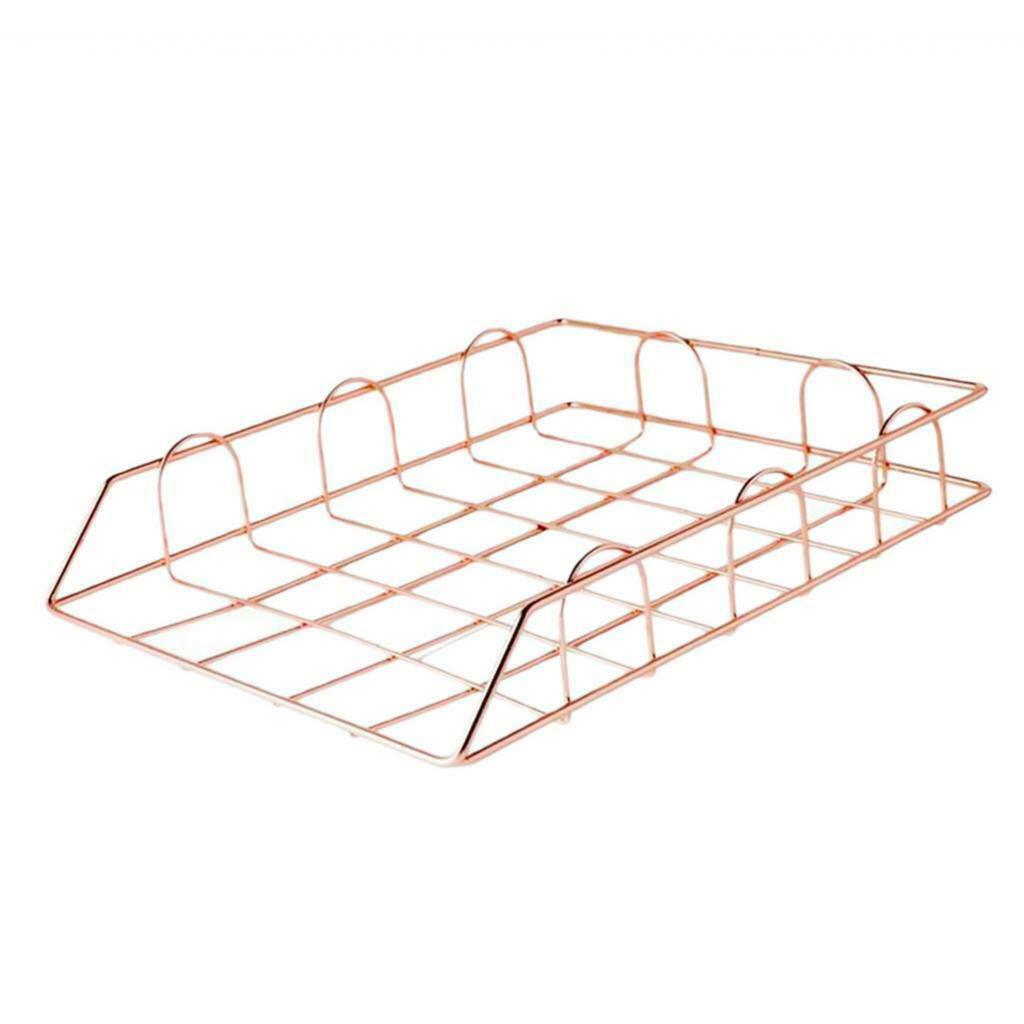 2 Pieces Desk Metal Wire Stackable Letter Trays File Rack Contracts Holder