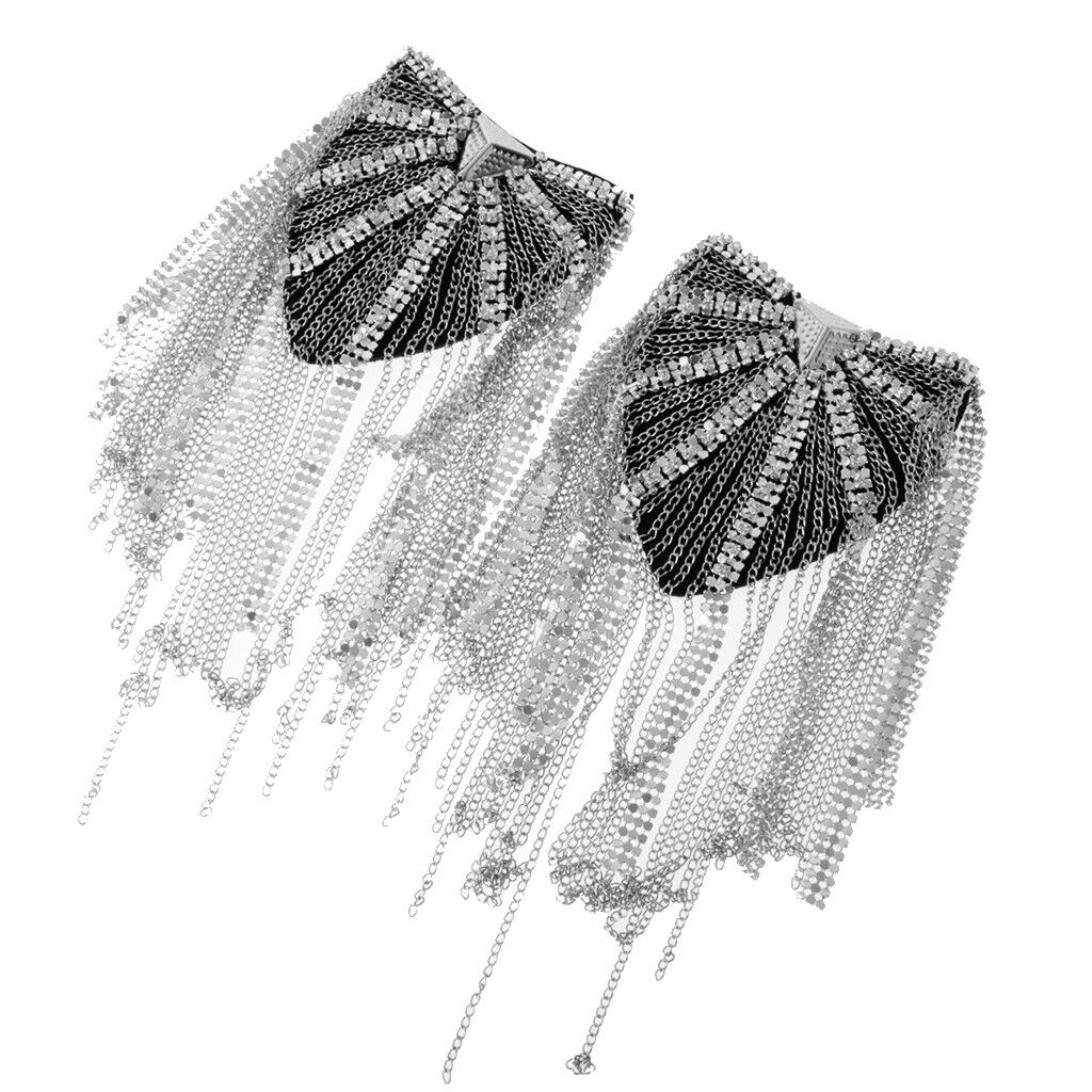 2 Pairs Military Party Star Tassel Link Chain Epaulet Shoulder Boards Badge
