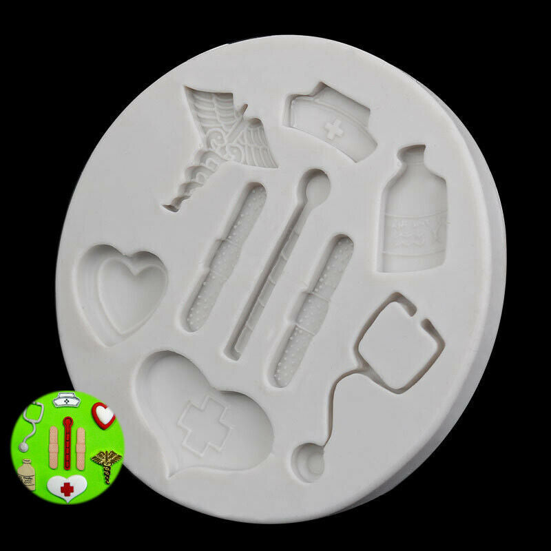 Mould Cake Mold Fondant Medical Nurse Doctor Silicone Topper Baking Decoration
