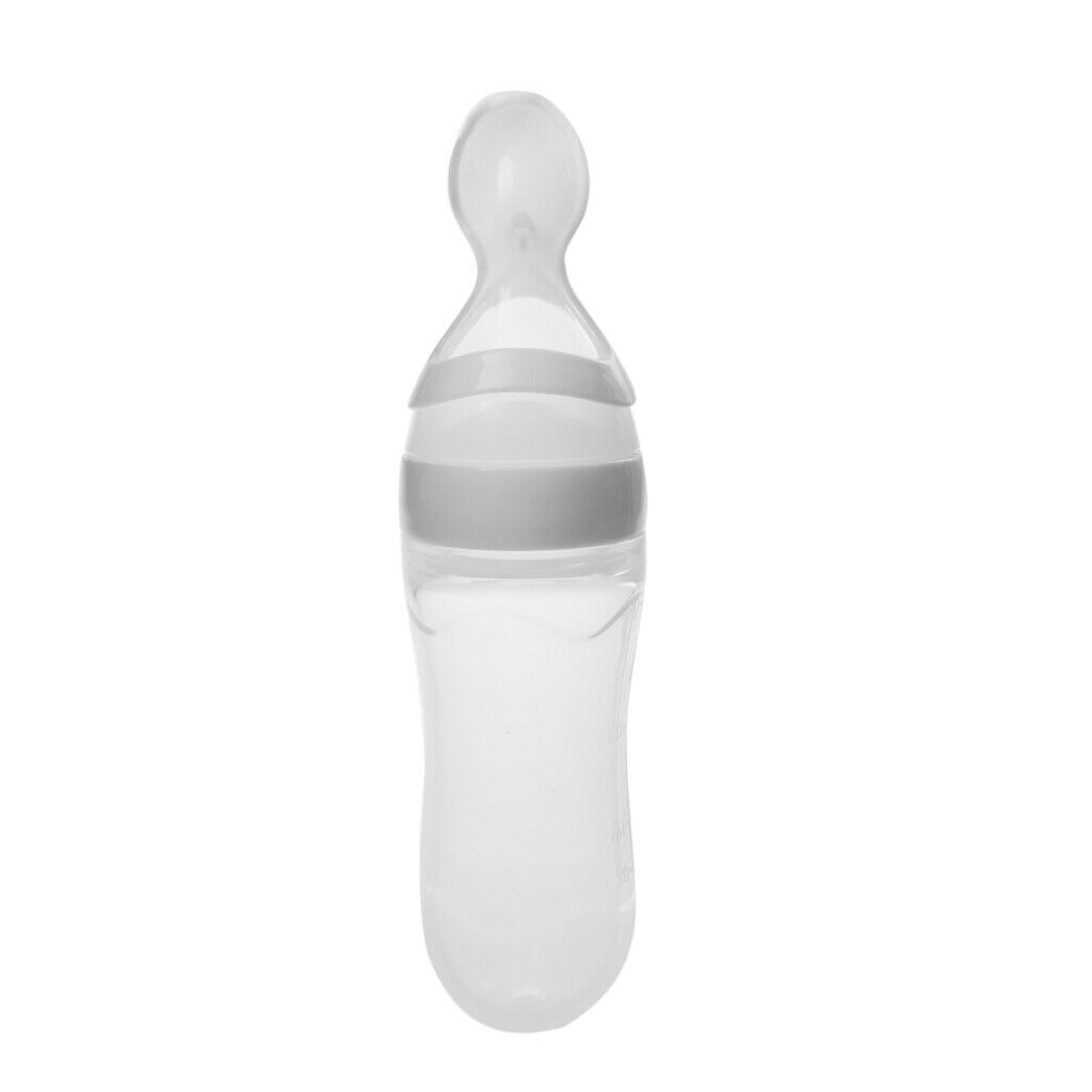 Infant Baby Silicone Feeding With Spoon Feeder Food Rice Cereal Bottle White