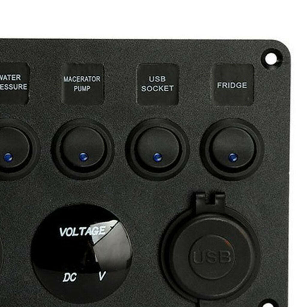 Toggle Rocker Switch Panel 2 USB 4.2A 5 Gang Toggle Switch Panel for RV Boat