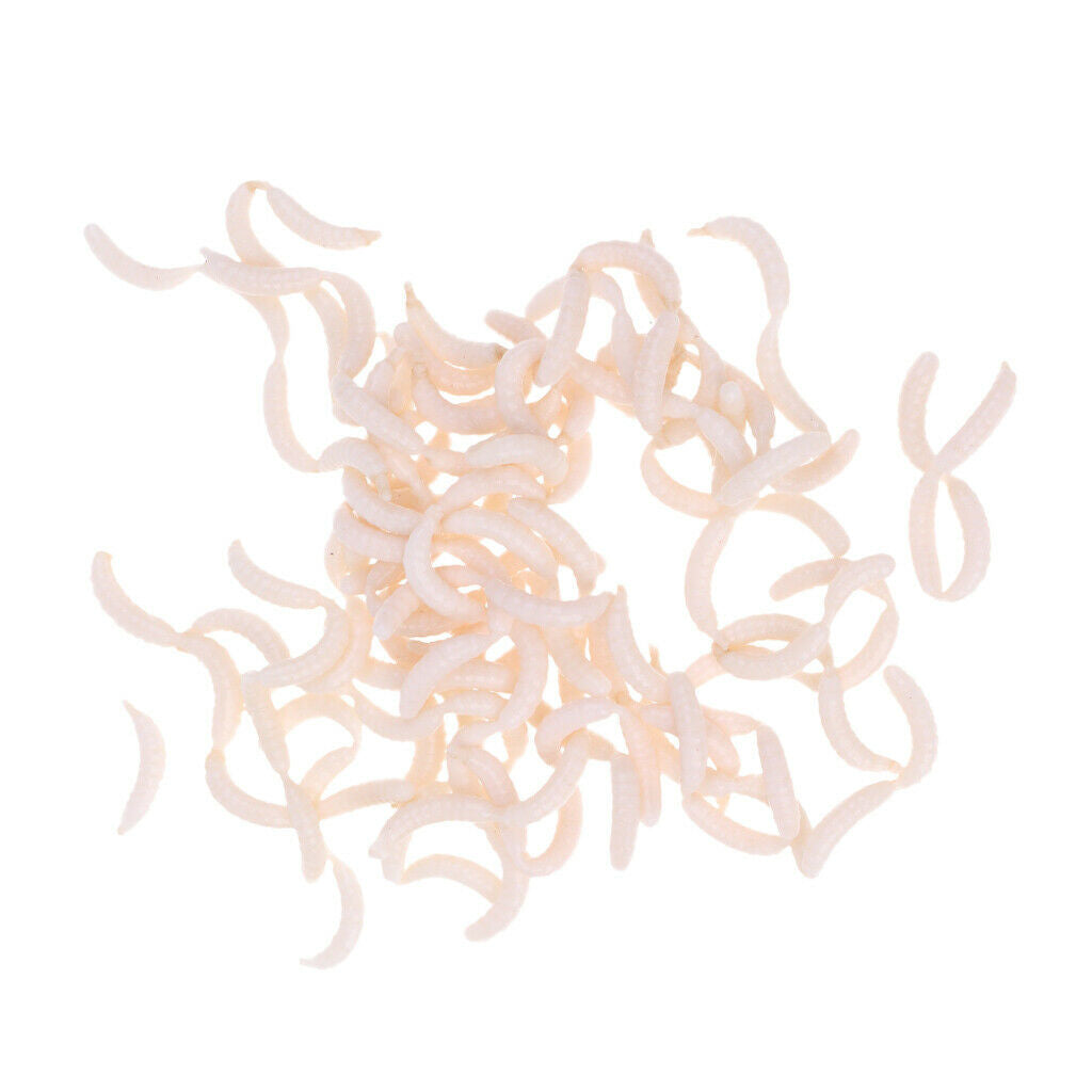 120 Pcs White Fishing Maggots Soft Worms Lures Strong Fishy Fishing Baits