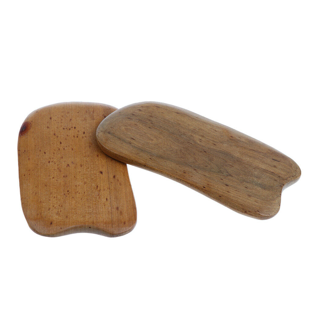 2 Pieces Natural Sandalwood Guasha Acupuncture Point Massage Board Scraping