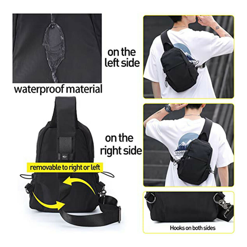 Men's Business Travel Sling Canvas Chest Pack Crossbody Anti Theft Shoulder Bag
