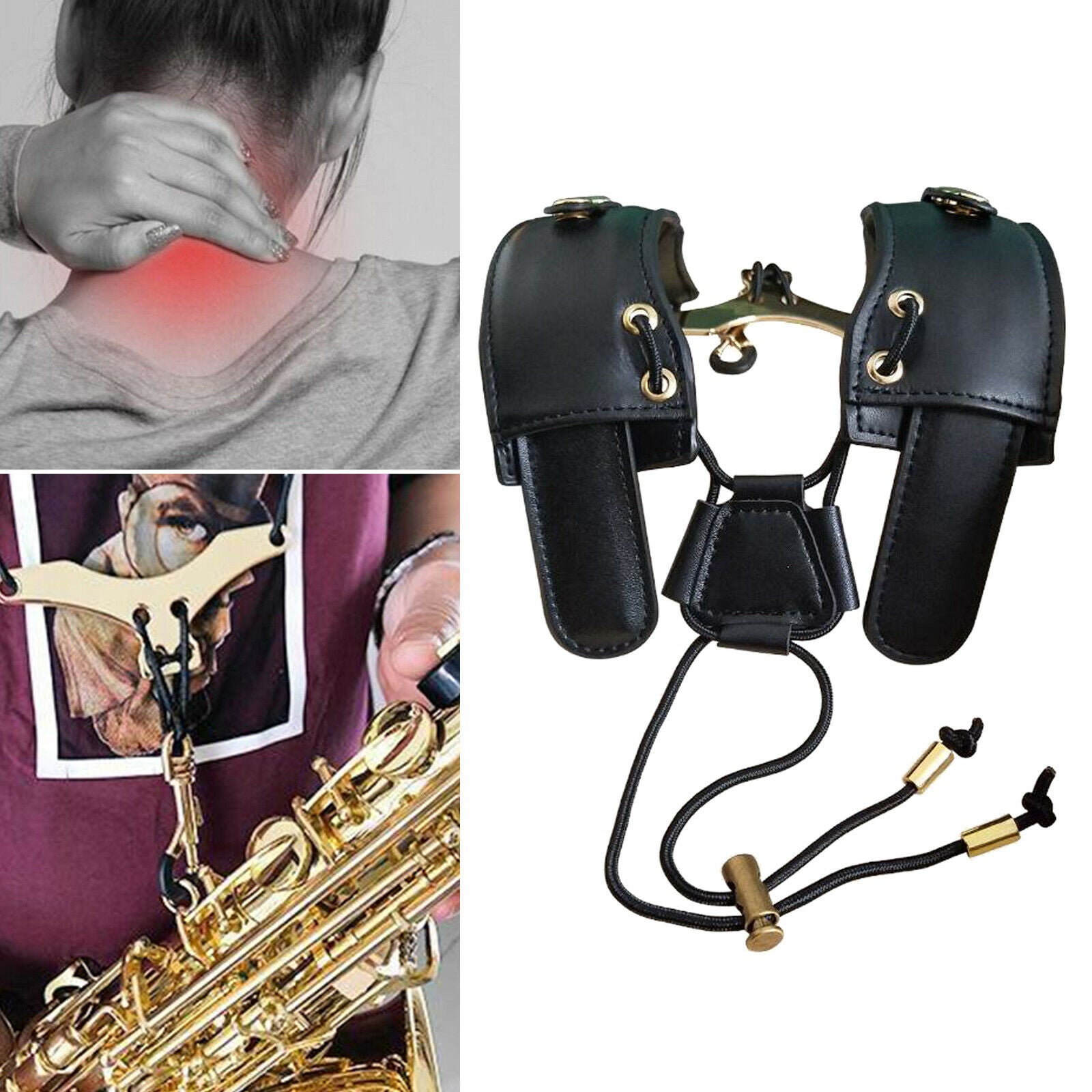 Universal Harness Shoulder Strap Neck Leather Belt Suspenders for Alto Saxophone
