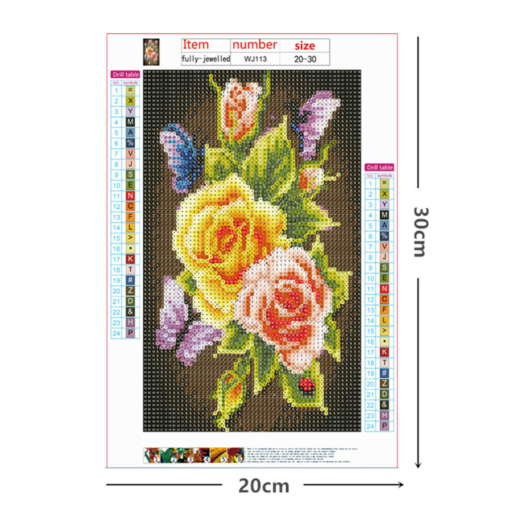 Pink Flowers 5D DIY Diamond Painting Kits F/ Bedroom Decoration 11.8"x7.8"