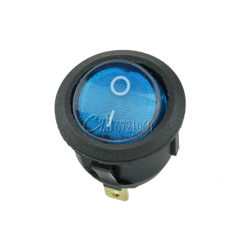 5Pcs Mini Blue Round 3 Pin SPDT ON-OFF Rocker Switch Snap-in 6A/250V 10A/125V
