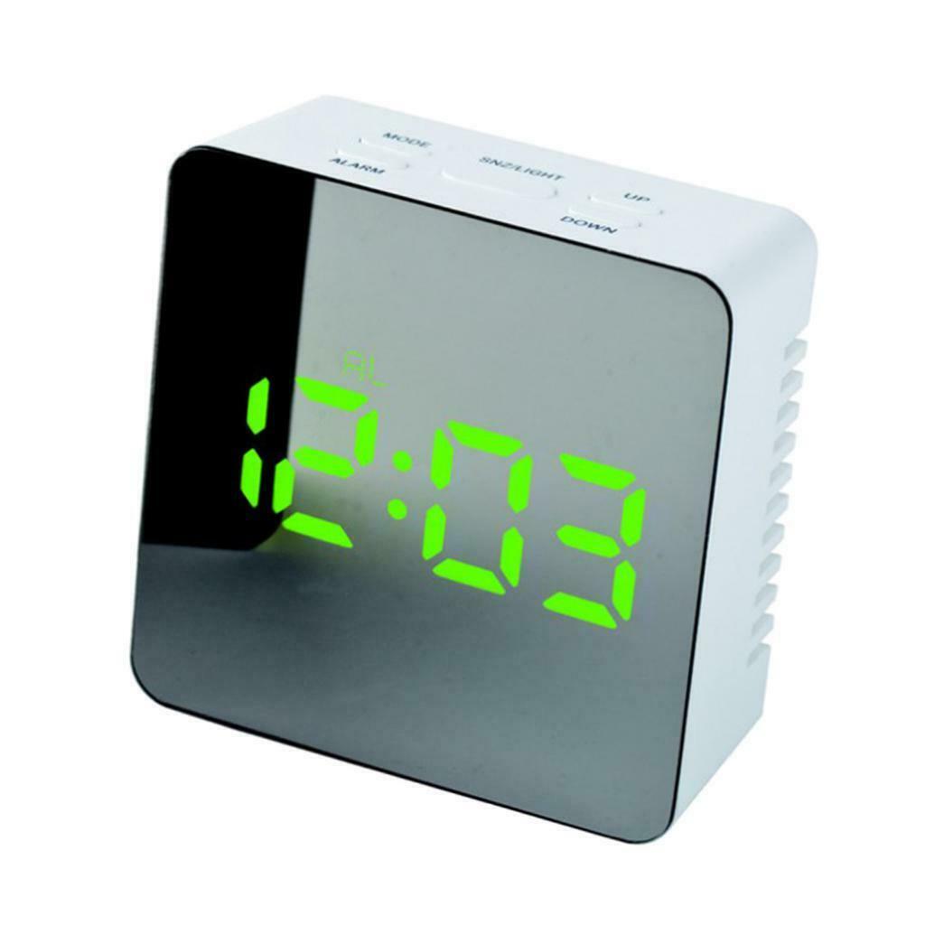 Set of 2 Digital Alarm Clock LED Snooze for Travel Bedroom Students Green