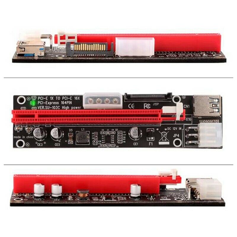 VER103C 3 in 1 LED Riser Power PCI-E Riser Card 4Pin 6Pin Sata 15PIN PCI ExpreM7