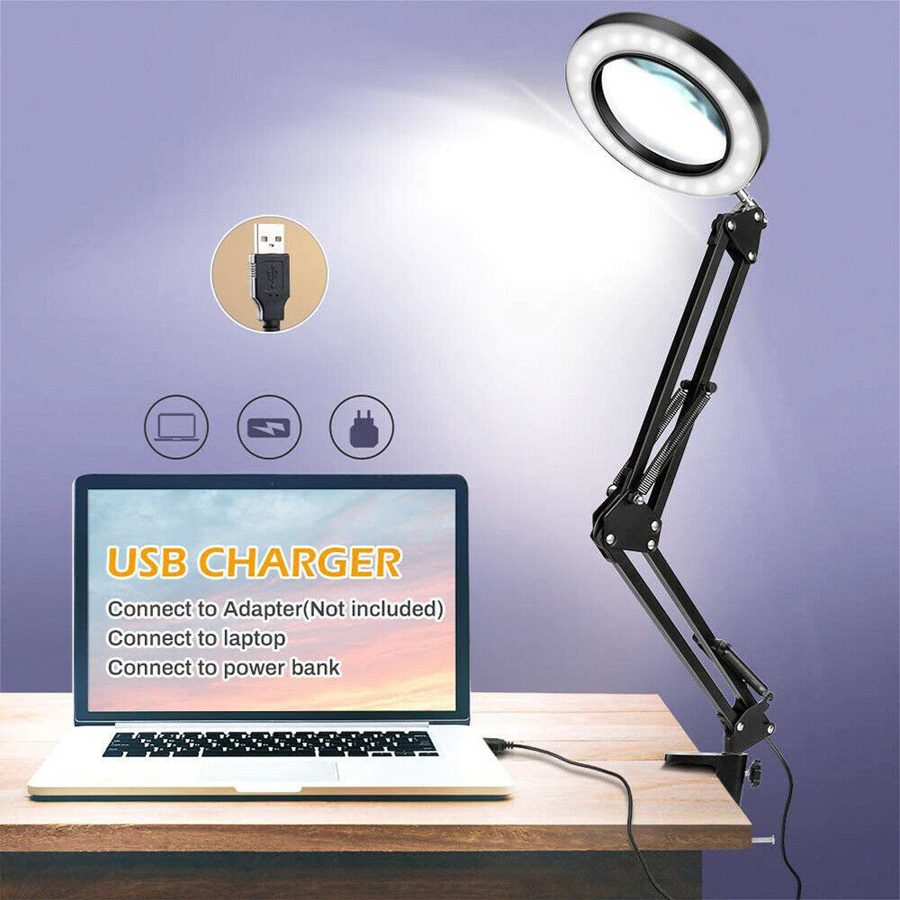 Foldable Illuminated Magnifier Light USB LED Magnifying Glass Magnifier Light