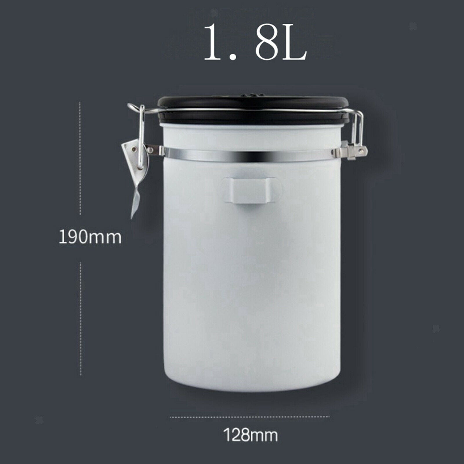 Coffee Canister Kitchen Dry Food Storage Container Airtight White 1800ml