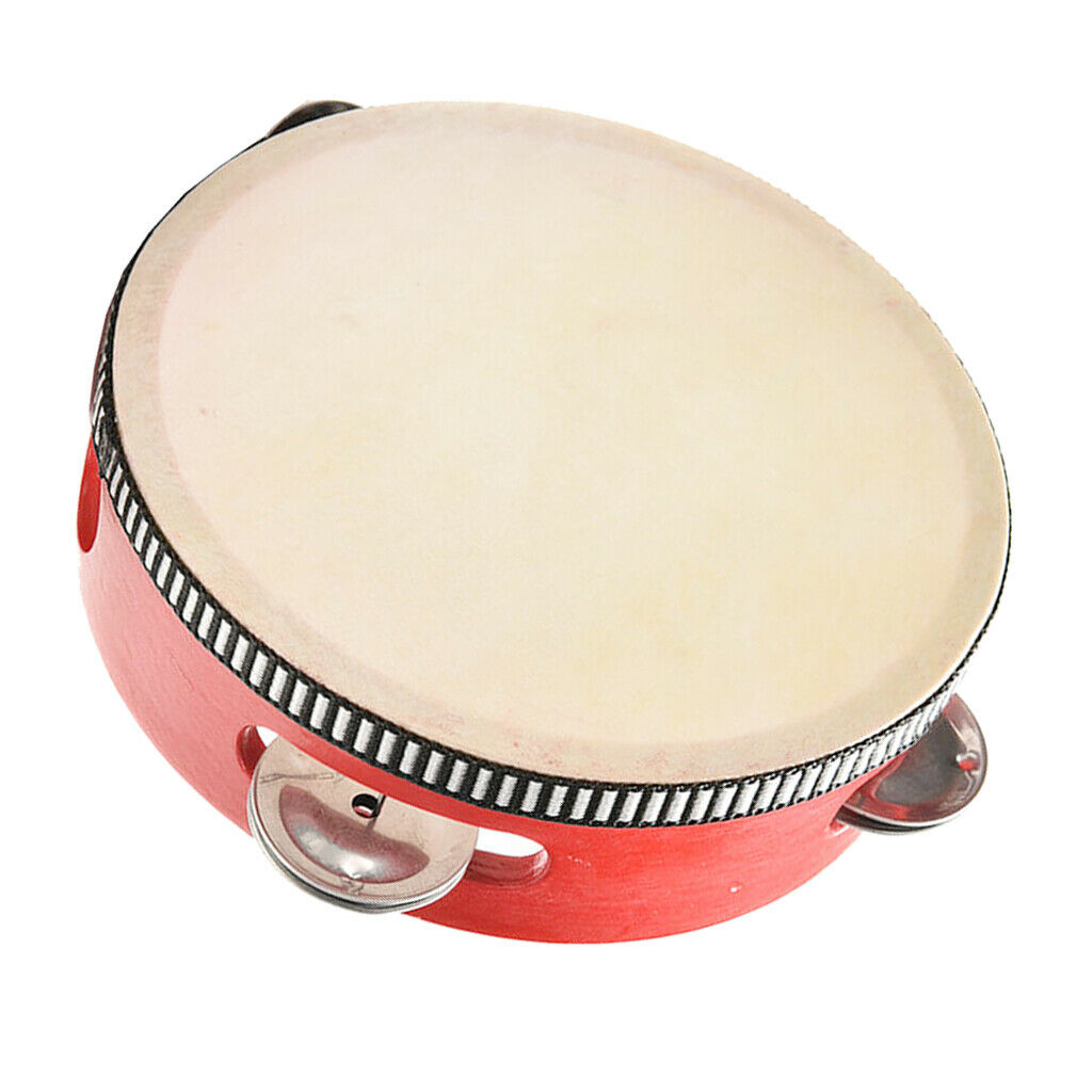 6"  Head Tambourine Drum Musical Instrument Dance Party KTV Red