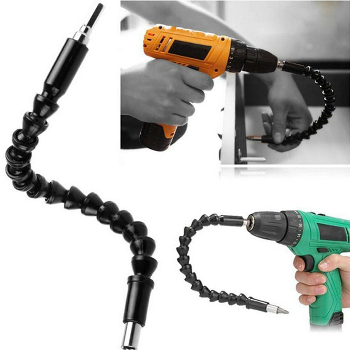 105 Degree Right Angle 1/4" Head Screw Driver Flexible Angle Extension Bit Kit