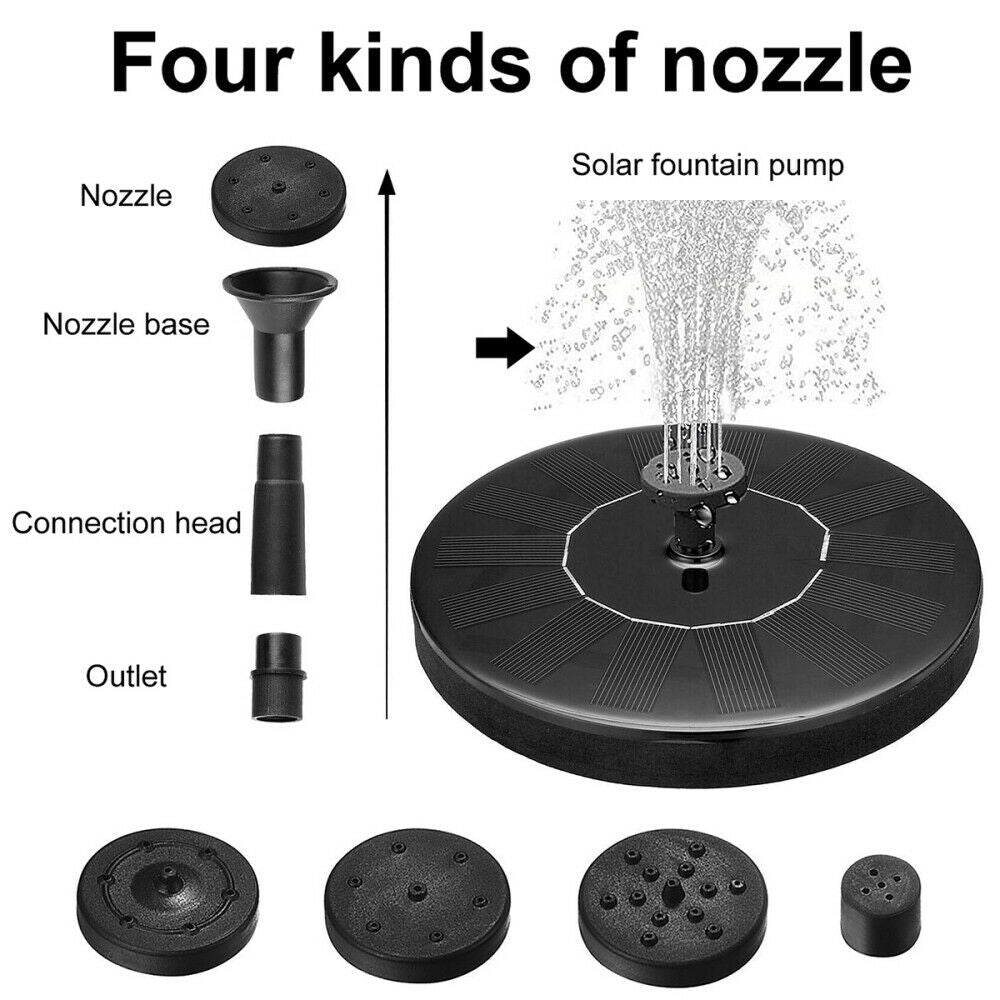 Solar Powered Bird Bath Fountain Water Pump Floating Outdoor Pond Garden Patio
