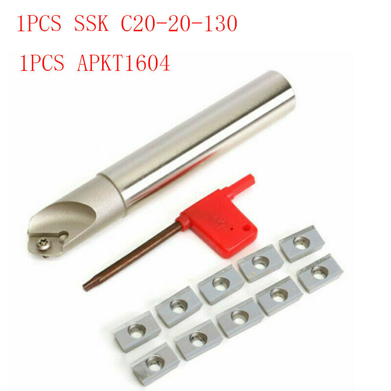 45° SSK C20-20-130 20mm Indexable Chamfer End Mill Cutter+1Pcs APKT1604 Inserts