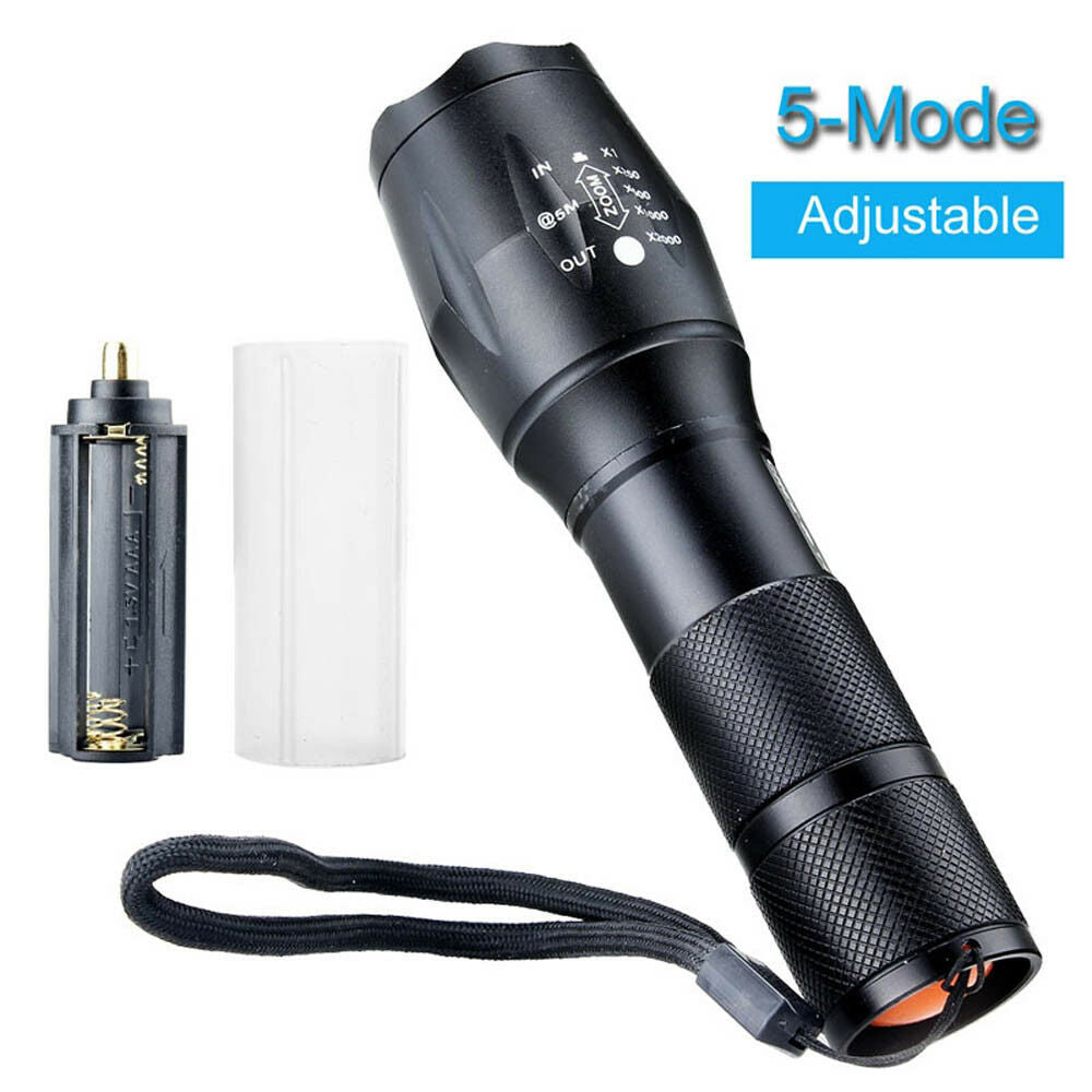 5000Lm Zoomable Focus Flashlight Lamp LED Torch AAA/18650 Adjustable 5 Mode