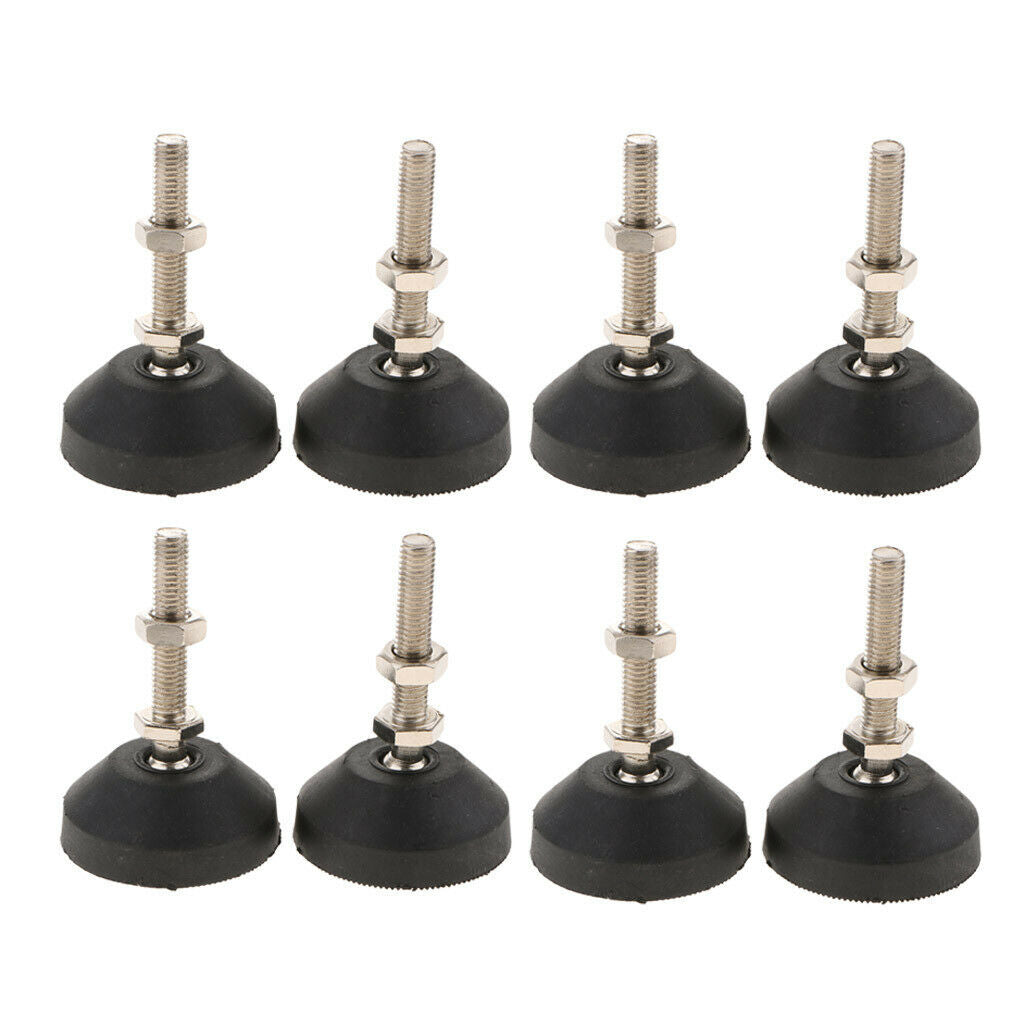 8Pcs Carbon Steel Adjustable Furniture Leveler Feet 60 Base Dia. M10X50mm