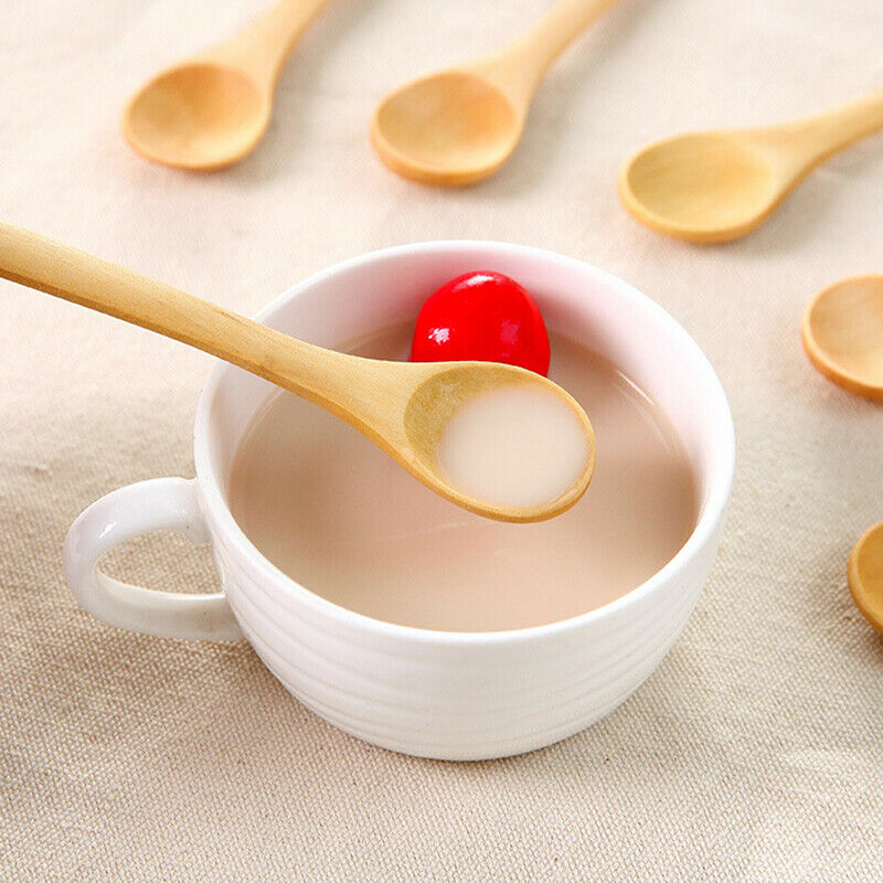 5pcs/lot 13*3cm Wooden Spoon Dessert Coffee Honey Wood Soup Spoon Kitchen.l8