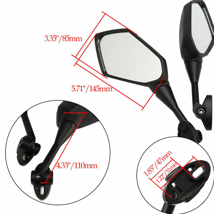 Rearview Side Mirrors for Kawasaki NINJA 650R ER-6F 2009 2010-2012 Z1000 U7O2