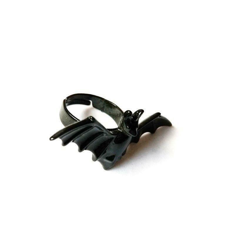 Cute Halloween Ring Black Bat Opening Adjustable Gothic Ring Band Unisex Jewelry