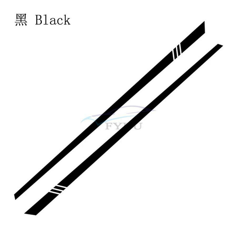 1 Pair PVC Black 220cm×8cm Autocar Side Door DIY Stripes Decals Stickers Trim