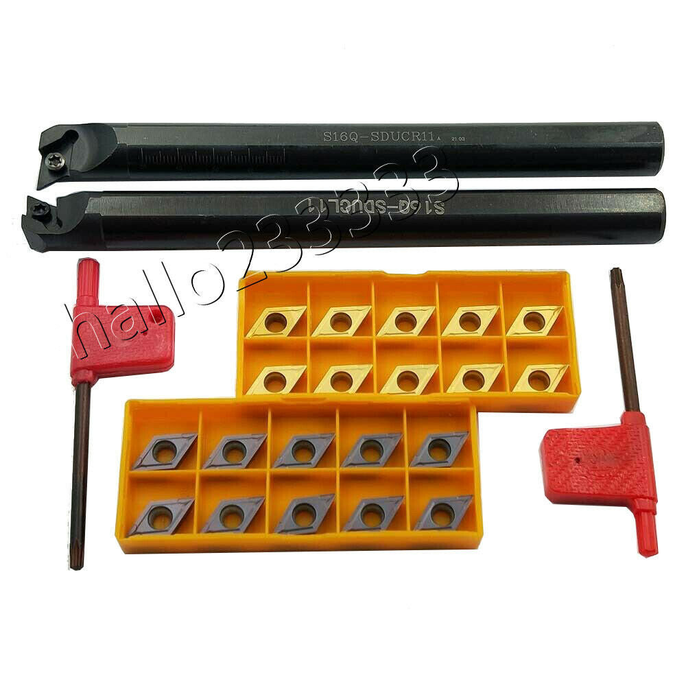 S16Q-SDUCR11+S16Q-SDUCL11 Lathe Internal Turning Tool Holder + 20pcs DCMT11T304