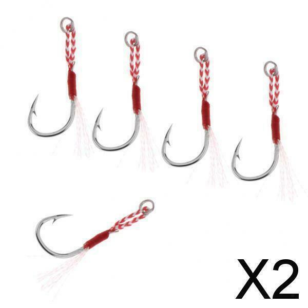 2X 5pcs Carbon Steel Assist Hooks Fishing Jig Hooks Live Baits Hooks 020