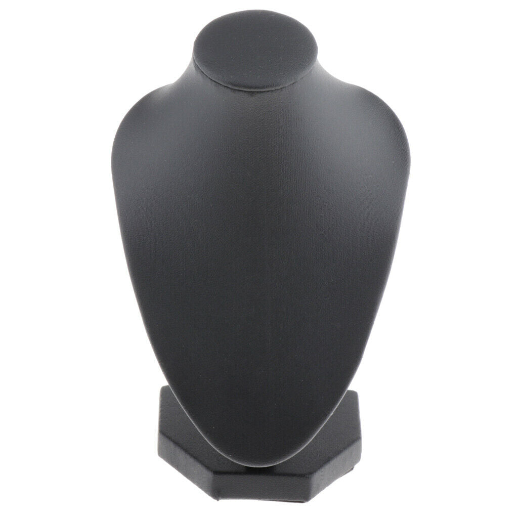 5 lot Black PU Leather Necklace Bust Display Shop Jewelry Stands Holder