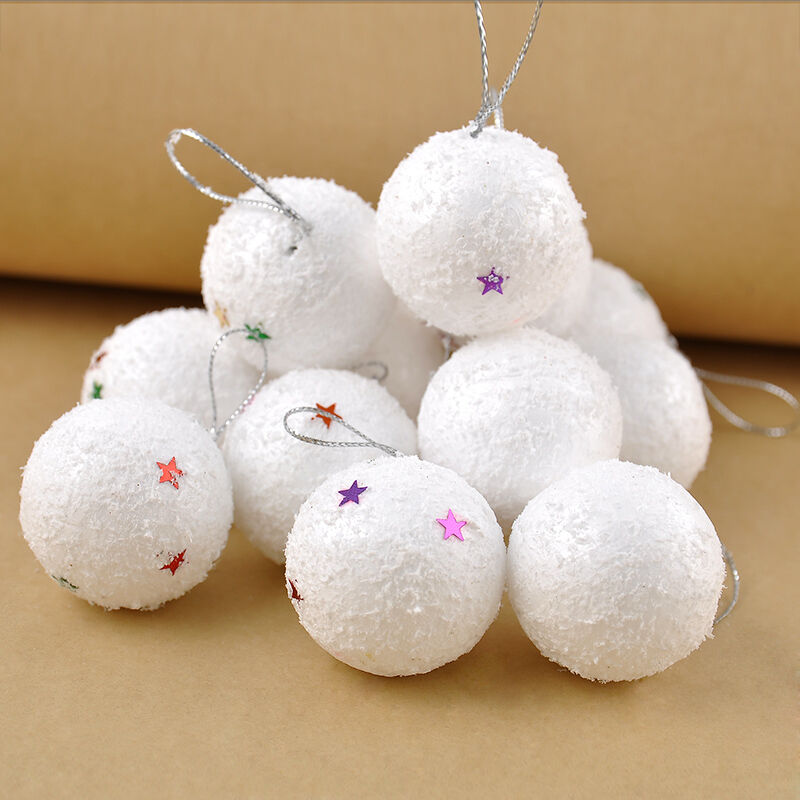 6X White Snowballs Ornaments Christmas Tree Hanging Holiday Party Home De.l8