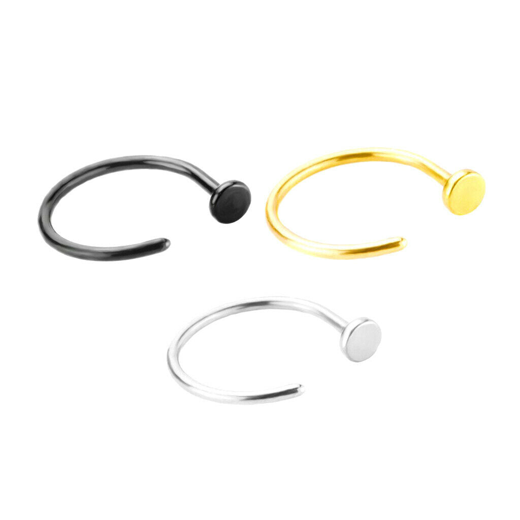 3pcs Horsehoe Spike Eyebrow Lip Nose Ring Barbell Stud Hoop Body Piercing