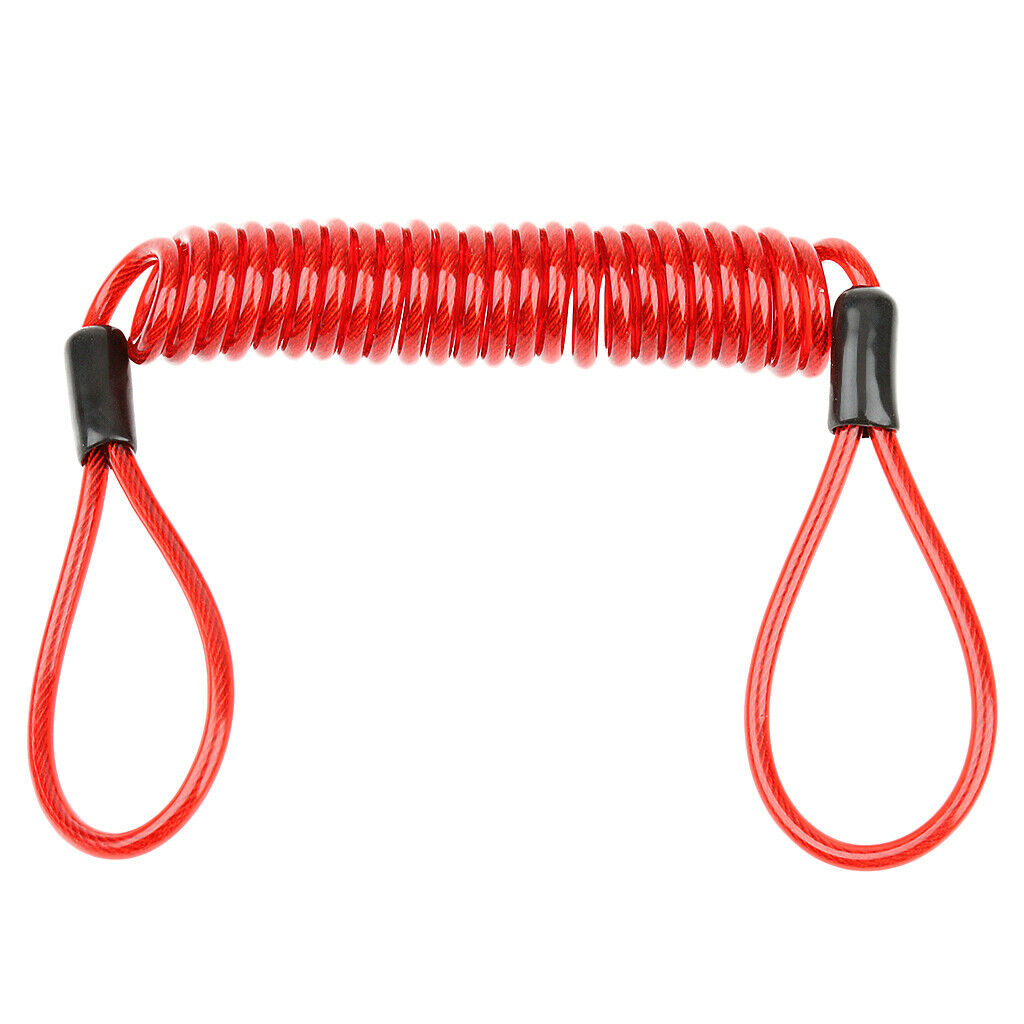 Coiled Lanyard Fishing Spring Cord Luggage Lock Cable Anti-Theft Red 1.5m