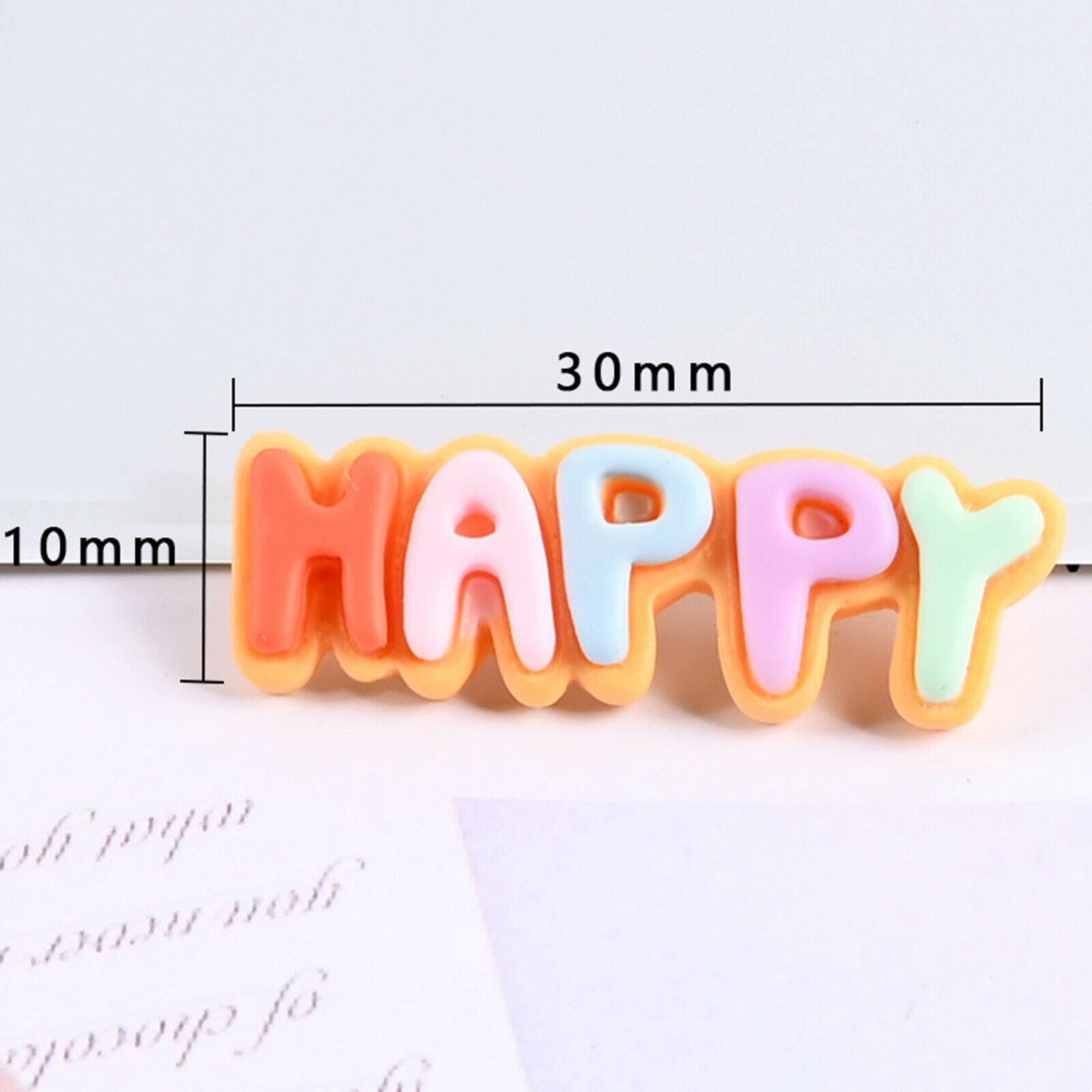 50x Happy Letter Flatback Charms Beads Embellishment Jewelry Making Decor