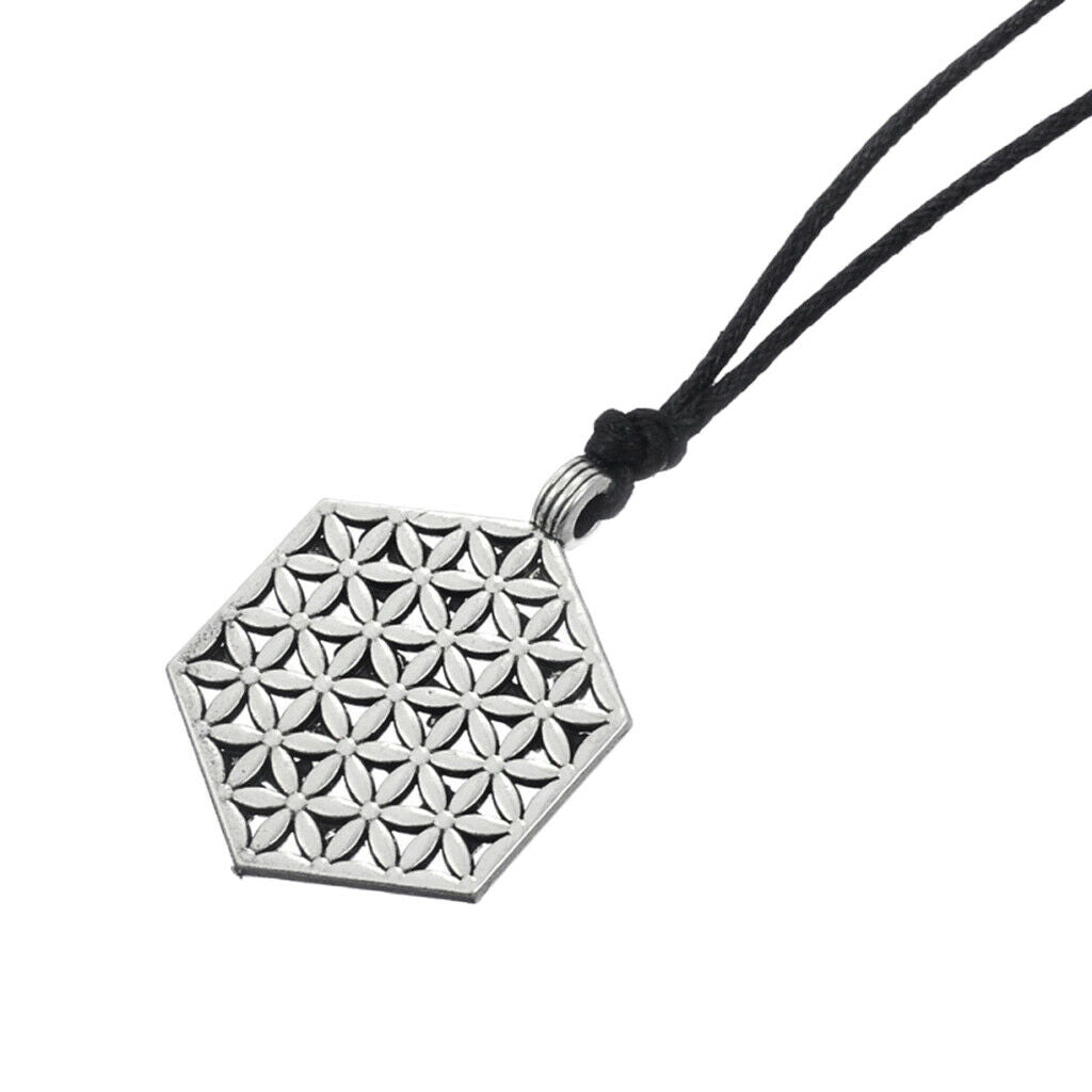 Pendant Chain Necklace Engraved Flower Knotted Adjustable Chain Jewelry