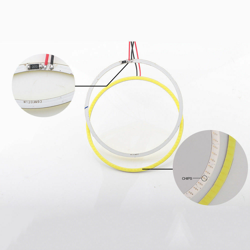 60LED 70mm Universal Auto COB Angel Eyes Warning Headlight Halo Ring Drving Lamp