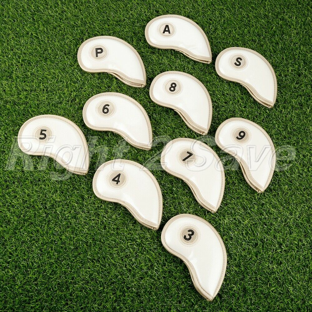 10Pcs/Pack Water-proof Golf Iron Head Covers Headcover Sleeves Numbers White New