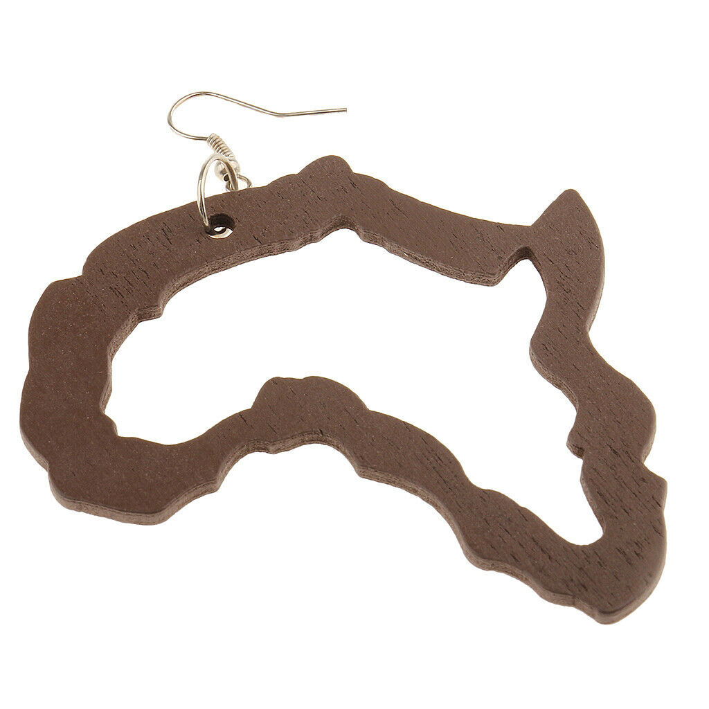 DIY Unfinished Wooden Earrings Africian Map Drop Big Hook Earring Jewelry #4