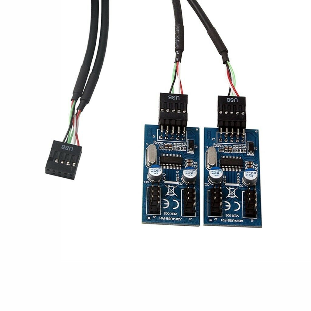 9pin Motherboard Header Female to 4x 9Pin Male USB Extension Adapter Splitter