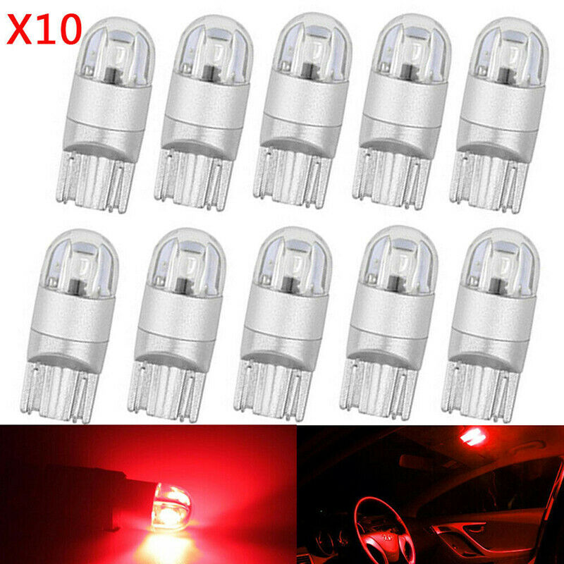 10X Red T10 3030 W5W 194 168 2-SMD LED Reading License Plate Light Side D.l8