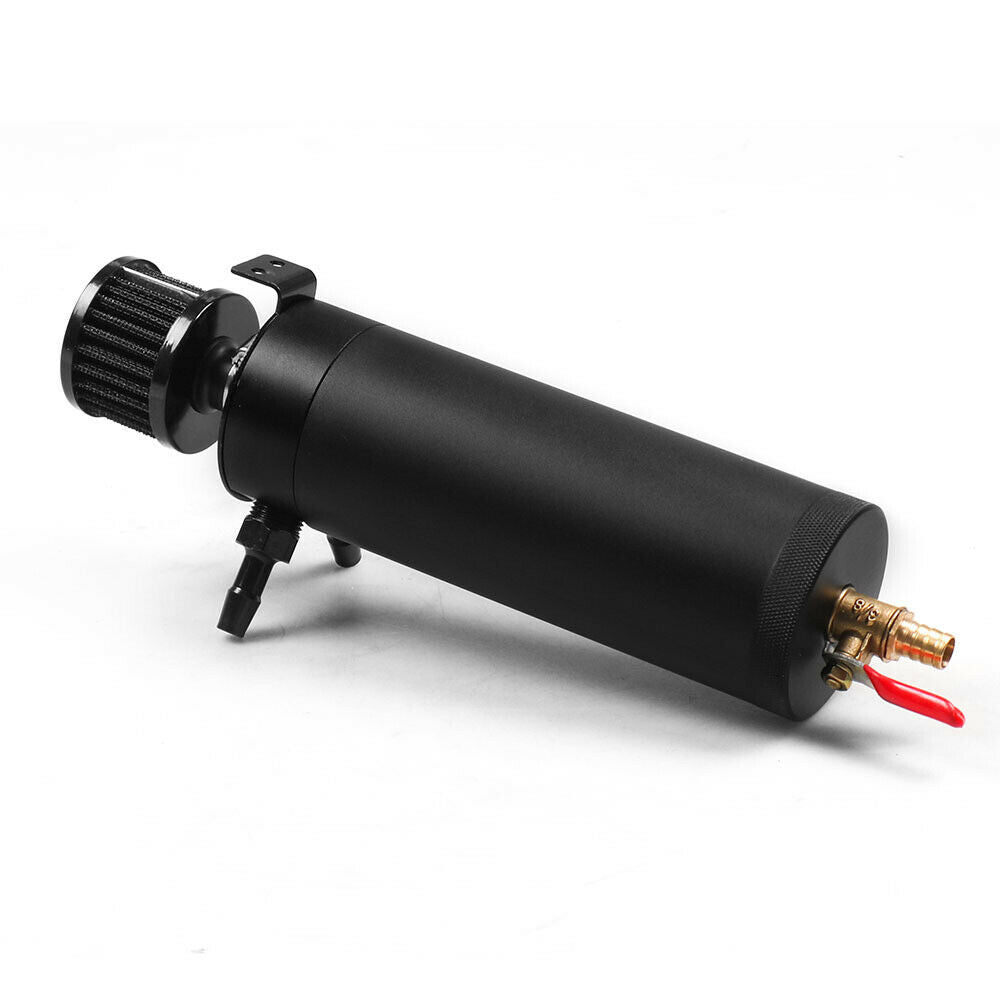 3/8" NPT Billet Aluminum Baffled 2-Port Oil Catch Can Tank with Breather Filter