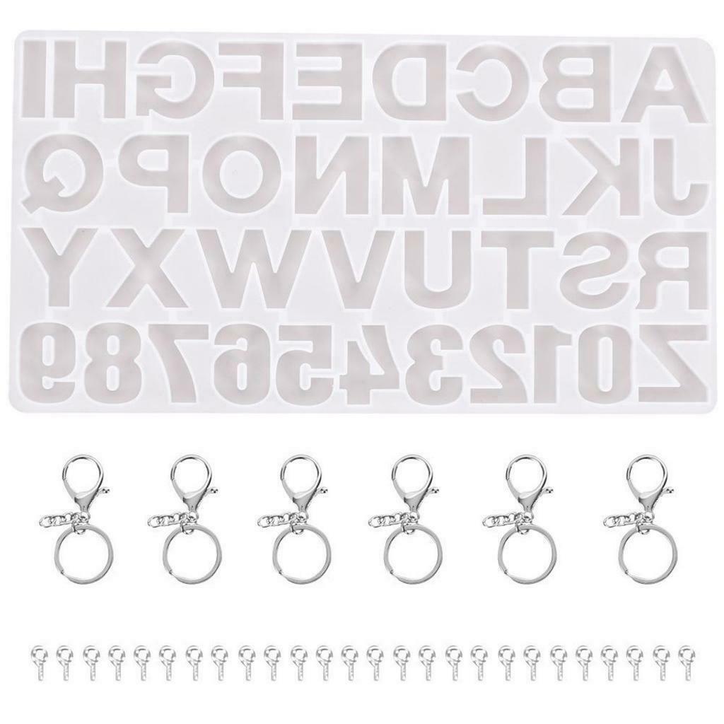 Letter Number Silicone Molds Backward Epoxy Moulds Making Keychain DIY Set