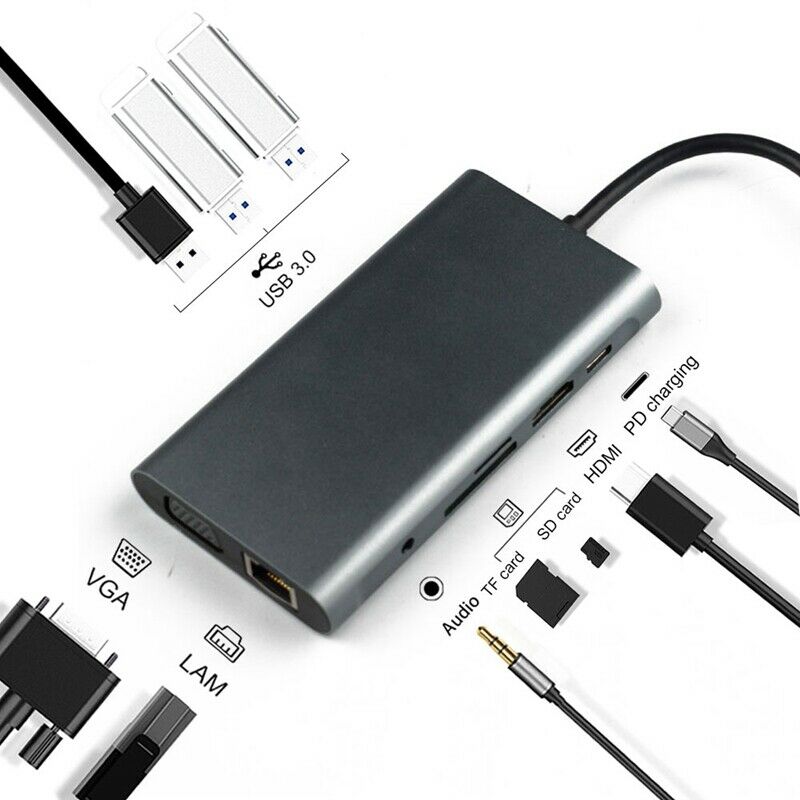 10 in 1 USB C HUB, Multi-Function Docking Station, USB C Hub PD Fast Charging,B9