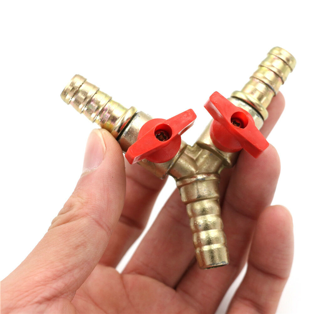 3Way Tee Brass Y Shut off Ball Valve3/8" 10mm Barb Fuel Gas Oil / Valve Cl.l8