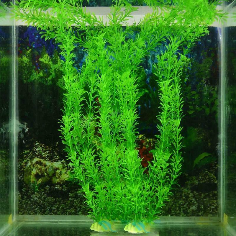 13" Green Artificial Plastic Plant Grass Fish Tank Aquarium Ornament Decoration