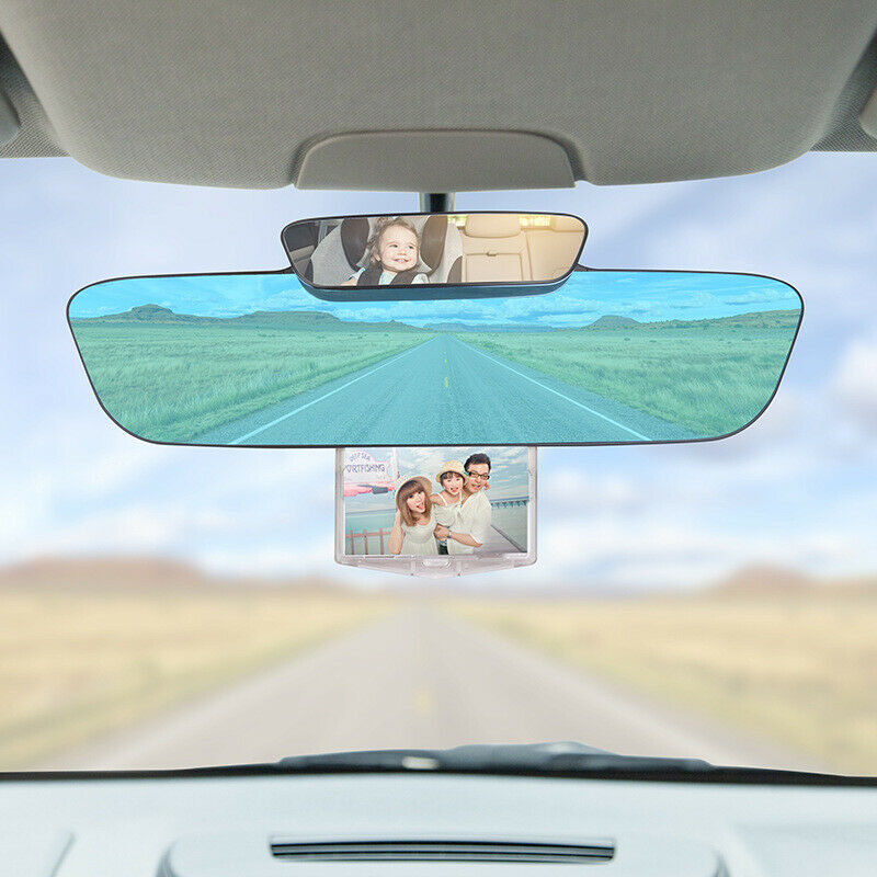 3IN1 Car 330mm Wide Convex Curve Interior Clip On Rear View Mirror Extender Kit