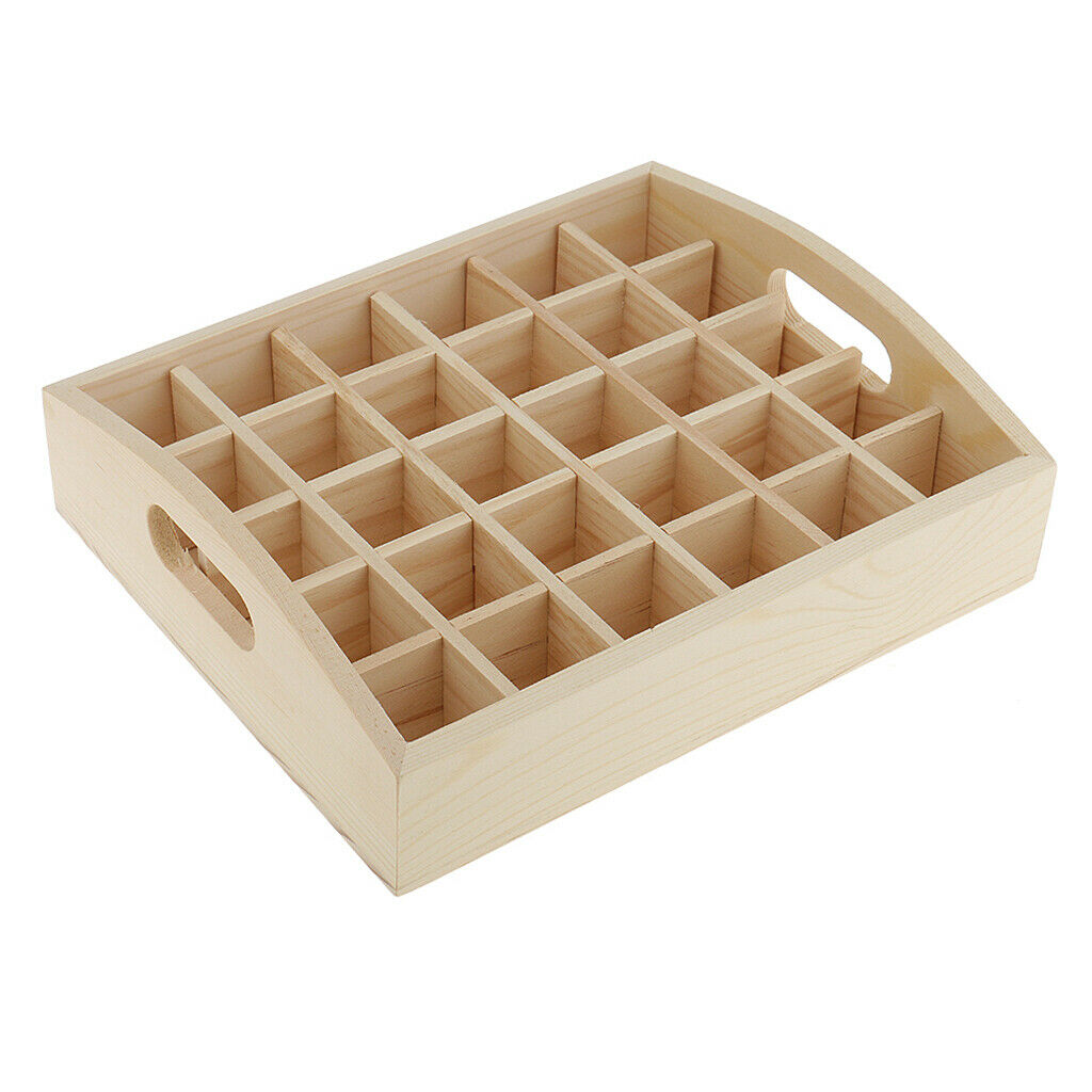 Essential Oil Box Wooden Organizer Large Wood Storage Case Holds 30 Bottles