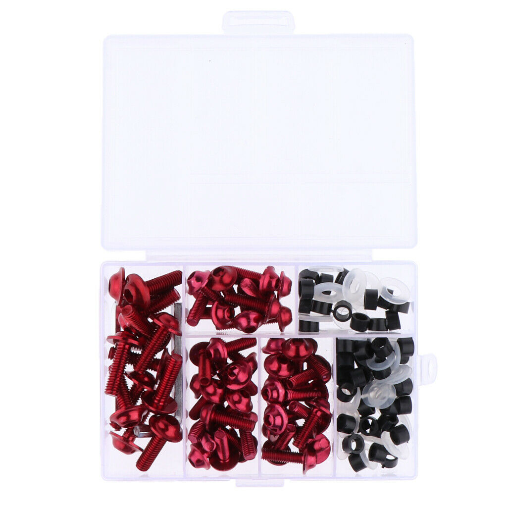 158Pcs Motorcycle Complete Fairing Bolt Kit Fastener Clips Screws Red New